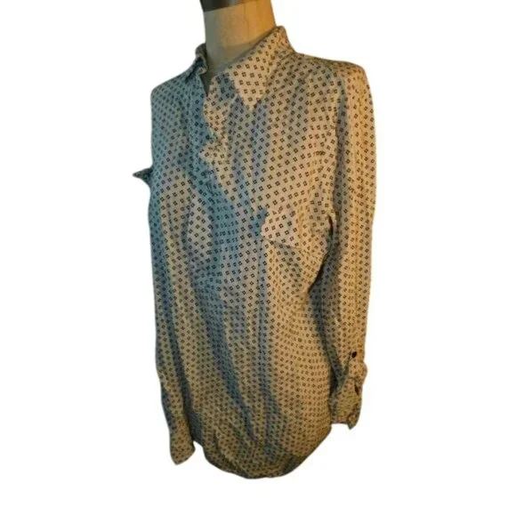 Splendid Size XL Print Tab Button Sleeve Print Blouse NWT - Picture 3 of 3